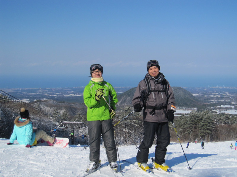 父と一緒に、元旦スキー
