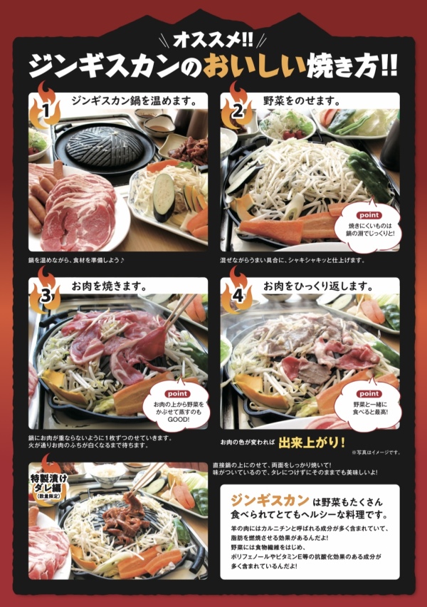 ジンギスカンパンフレット　おいしい焼き方